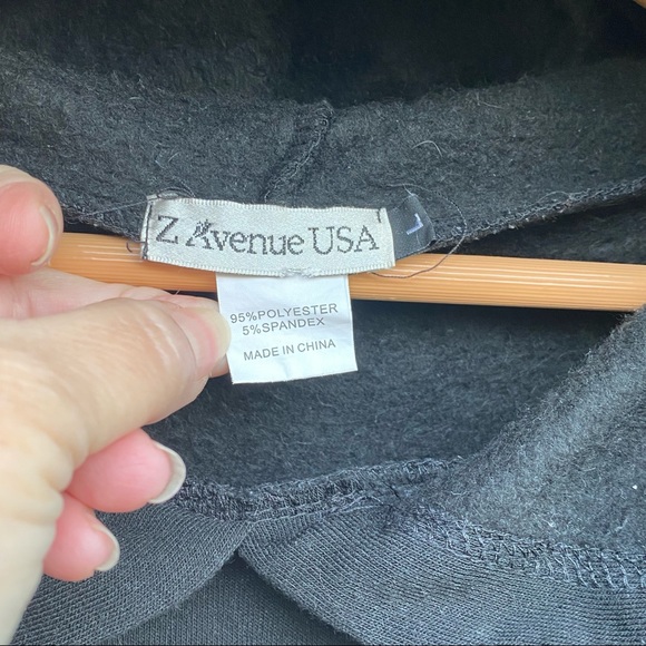 NEW Long Black Pocket Tunic Sweatshirt Hoodie with Star Grey Side Stripe… - Picture 3 of 5